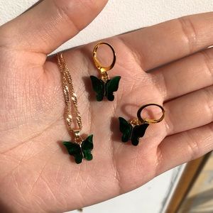 “Royal Green” Butterfly Earring & Necklace SET